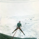 Abseiling down a 20 pitch route on the Envers des Aiguilles, 1992